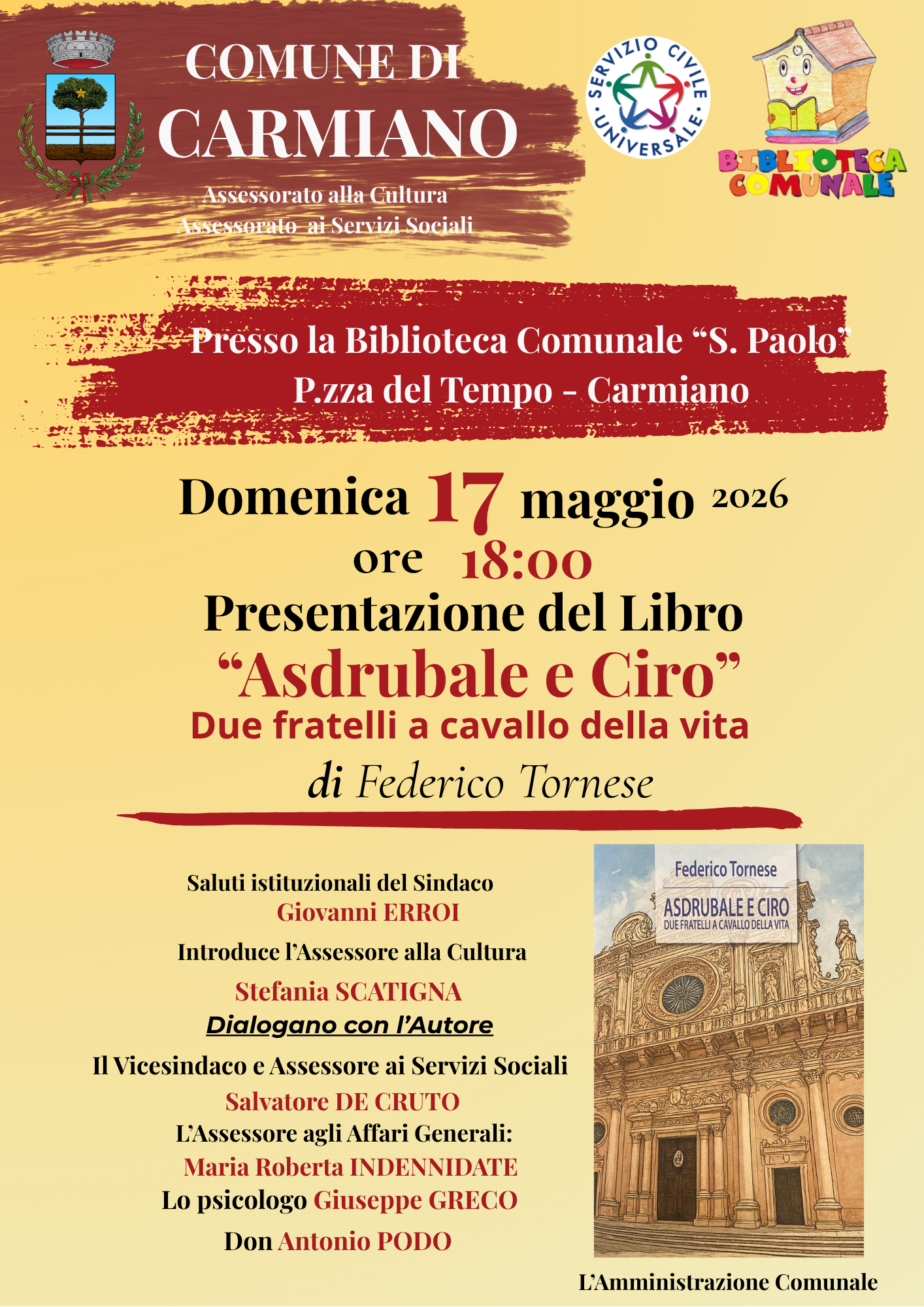 Presentazione del libro “Asdrubale e Ciro. Due fratelli  a cavallo della vita”, di Federico Tornese